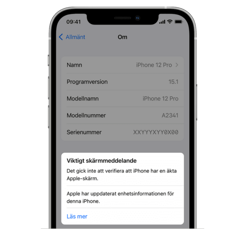 Om äkta iPhone-bildskärmar