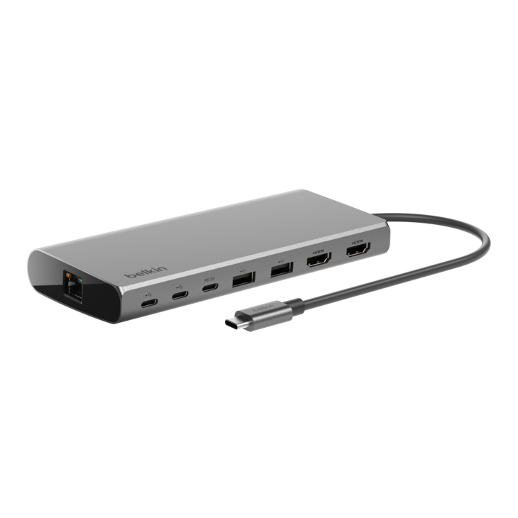 Belkin CONNECT - USB-C - Ethernet - Dual Display - Multiportadapter 8-i-1 - Rymdgr&aring;
