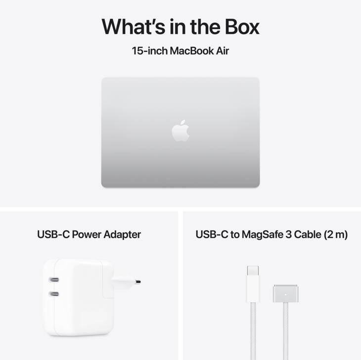 MacBook Air 15-tum, M4 10-core, grafik 10-core, 24GB RAM, 2TB SSD, 70W, Silver