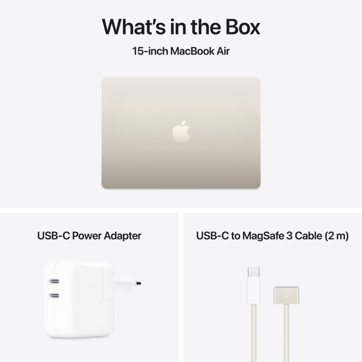 MacBook Air 15-tum, M4 10-core, grafik 10-core, 24GB RAM, 1TB SSD, 70W, Stj&auml;rnglans