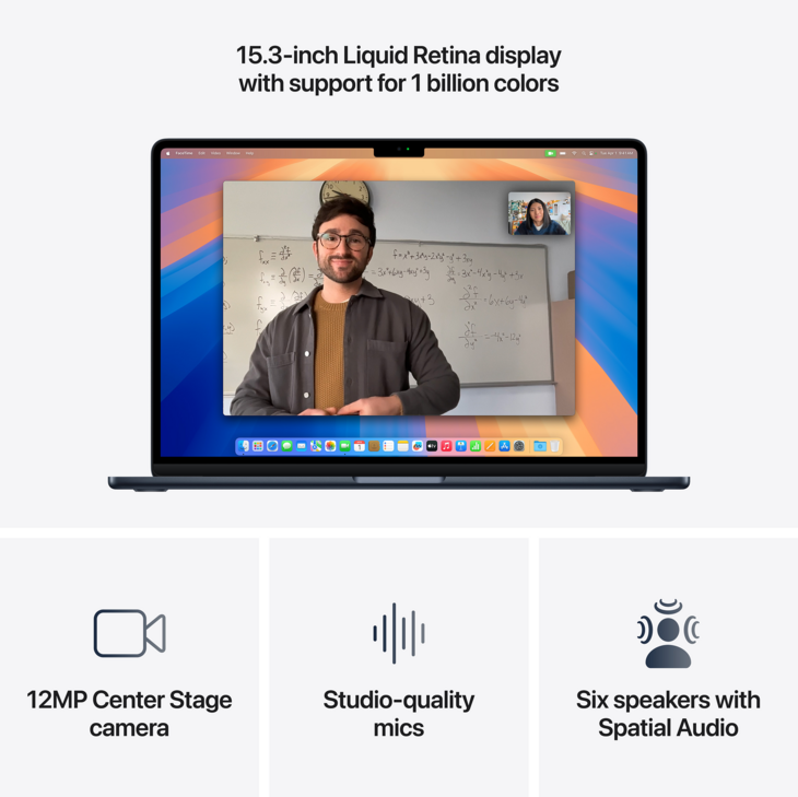 MacBook Air 15-tum, M4 10-core, grafik 10-core, 32GB RAM, 1TB SSD, Midnatt