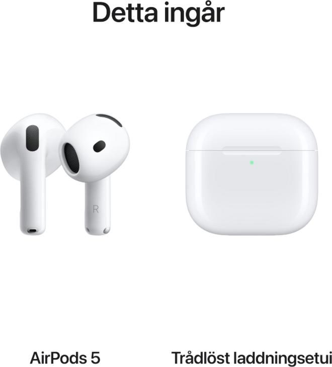 AirPods 5 med Tr&aring;dl&ouml;st laddningsetui