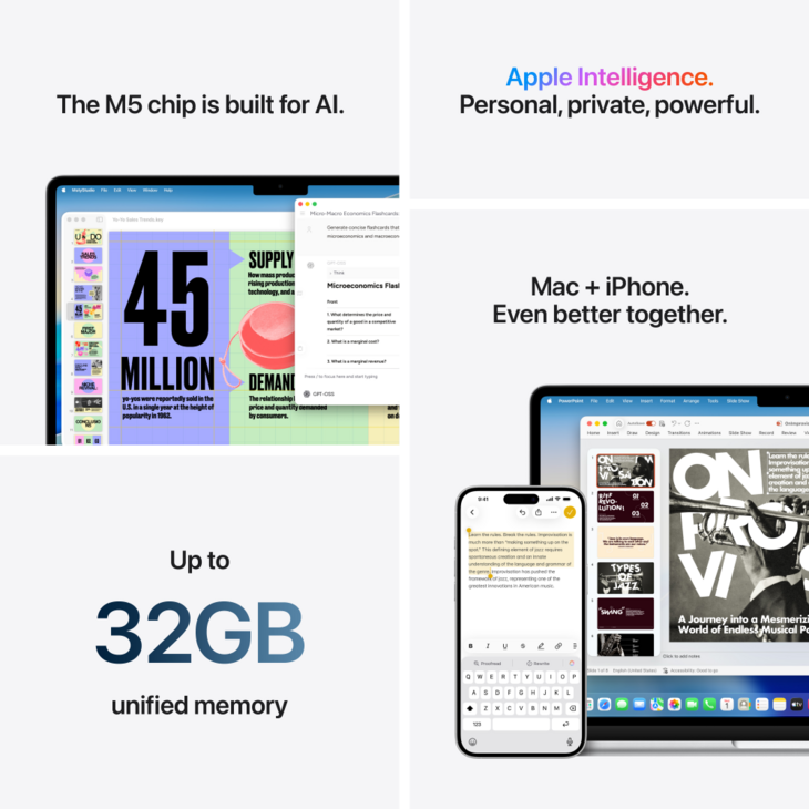 MacBook Air 13-tum, M5 10-core, grafik 10-core, 16GB RAM, 1TB SSD, Himmelsbl&aring;