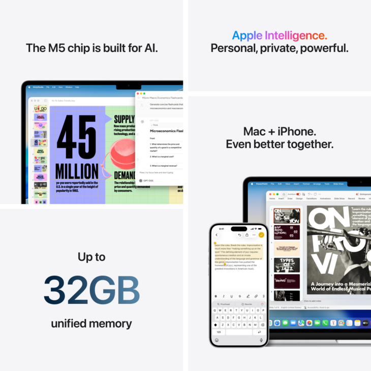 MacBook Air 13-tum, M5 10-core, grafik 8-core, 16GB RAM, 512GB SSD, Midnatt