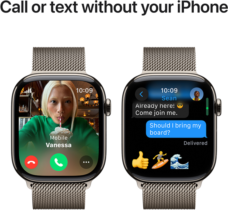 Apple Watch Series 10 GPS + Cellular 46mm Titanboett Naturlig • Milanesisk loop Naturlig - S/M Apple Watch Series 10 GPS + Cellular 46mm Titanboett Naturlig • Milanesisk loop Naturlig - S/M