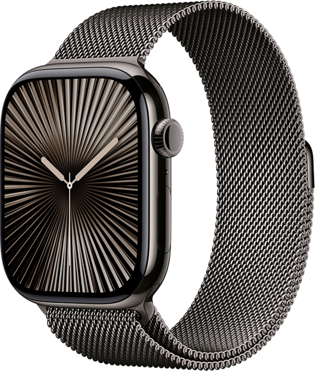 Apple Watch Series 10 GPS + Cellular 46mm Titanboett Skiffer • Milanesisk loop Skiffer - S/M Apple Watch Series 10 GPS + Cellular 46mm Titanboett Skiffer • Milanesisk loop Skiffer - S/M