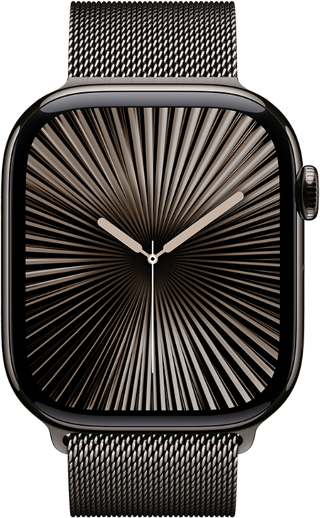 Apple Watch Series 10 GPS + Cellular 46mm Titanboett Skiffer • Milanesisk loop Skiffer - S/M Apple Watch Series 10 GPS + Cellular 46mm Titanboett Skiffer • Milanesisk loop Skiffer - S/M