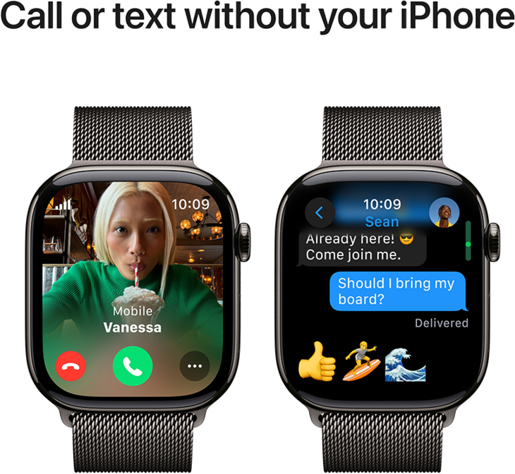 Apple Watch Series 10 GPS + Cellular 46mm Titanboett Skiffer • Milanesisk loop Skiffer - S/M Apple Watch Series 10 GPS + Cellular 46mm Titanboett Skiffer • Milanesisk loop Skiffer - S/M