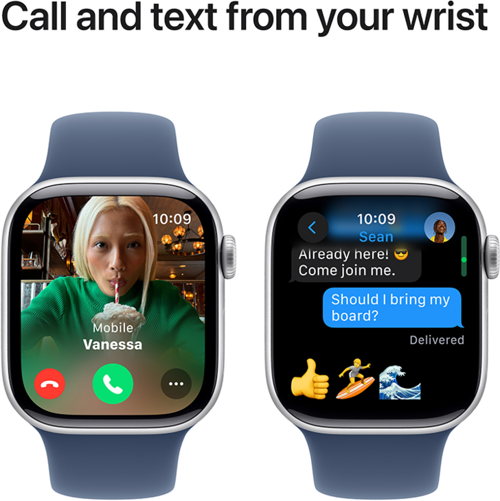 Apple Watch Series 10 GPS 42mm Aluminiumboett i Silver • Sportband Denim - M/L Apple Watch Series 10 GPS 42mm Aluminiumboett i Silver • Sportband Denim - M/L