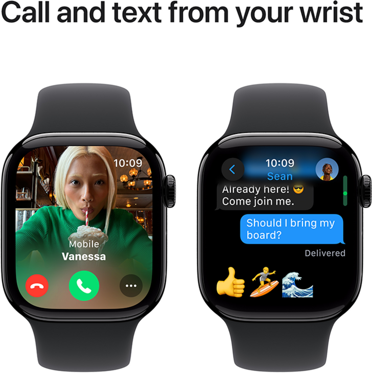 Apple Watch Series 10 GPS 42mm Aluminiumboett i Gagatsvart • Sportband Svart - S/M Apple Watch Series 10 GPS 42mm Aluminiumboett i Gagatsvart • Sportband Svart - S/M