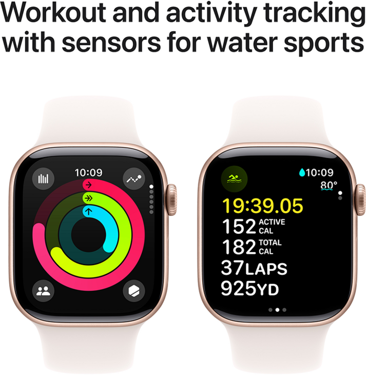 Apple Watch Series 10 GPS 42mm Aluminiumboett i Roséguld • Sportband Rosé - M/L Apple Watch Series 10 GPS 42mm Aluminiumboett i Roséguld • Sportband Rosé - M/L