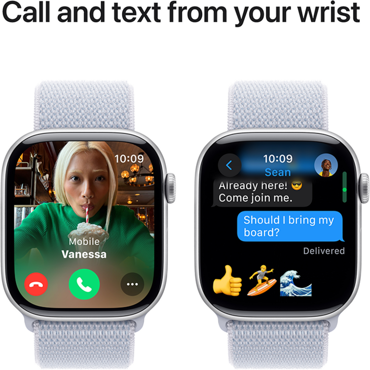 Apple Watch Series 10 GPS 46mm Aluminiumboett i Silver • Sportloop Dimblå Apple Watch Series 10 GPS 46mm Aluminiumboett i Silver • Sportloop Dimblå