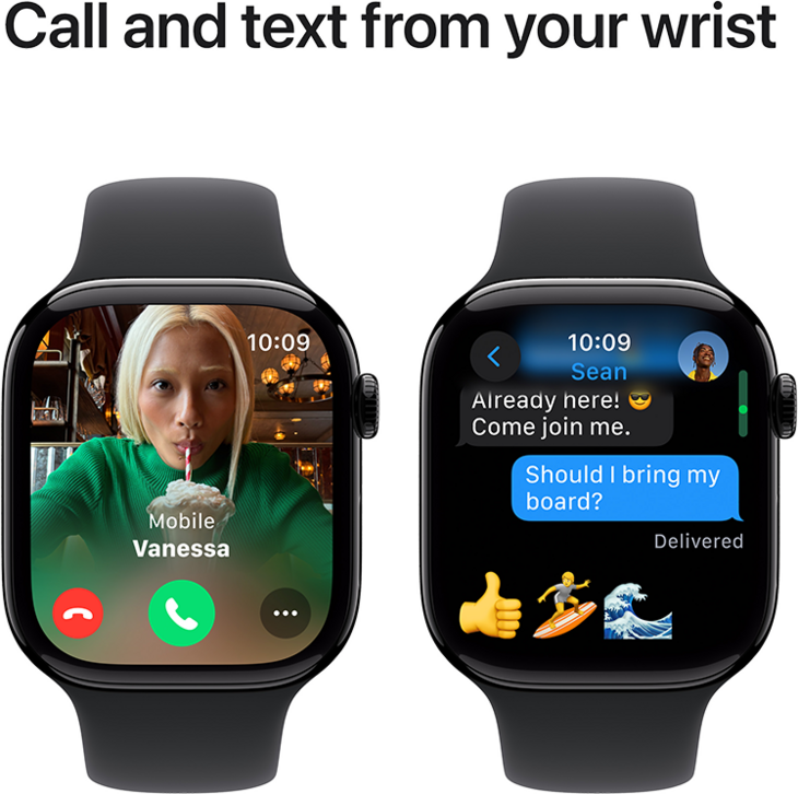 Apple Watch Series 10 GPS 46mm Aluminiumboett i Gagatsvart • Sportband Svart - S/M Apple Watch Series 10 GPS 46mm Aluminiumboett i Gagatsvart • Sportband Svart - S/M