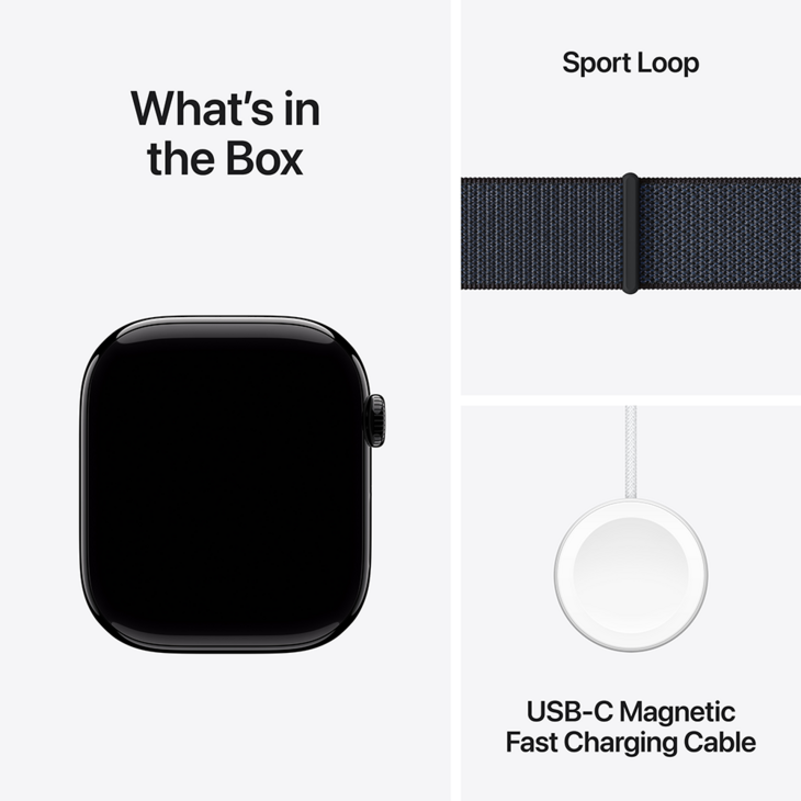 Apple Watch Series 10 GPS 46mm Aluminiumboett i Gagatsvart • Sportloop Svartlila Apple Watch Series 10 GPS 46mm Aluminiumboett i Gagatsvart • Sportloop Svartlila