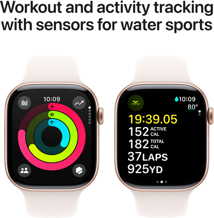 Apple Watch Series 10 GPS 46mm Aluminiumboett i Roséguld • Sportband Rosé - S/M Apple Watch Series 10 GPS 46mm Aluminiumboett i Roséguld • Sportband Rosé - S/M