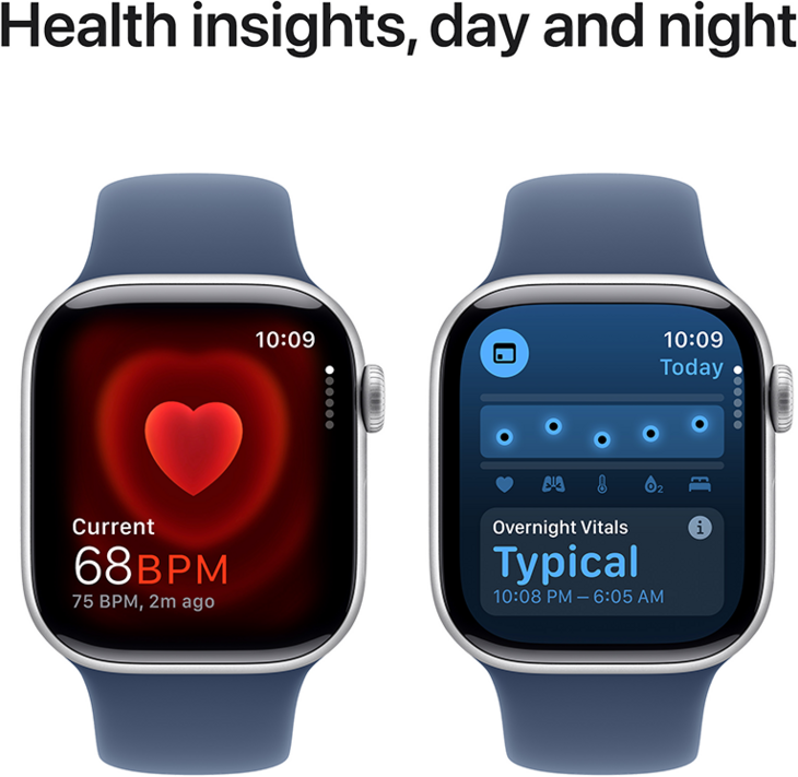 Apple Watch Series 10 GPS + Cellular 42mm Aluminiumboett i Silver • Sportband Denim - M/L Apple Watch Series 10 GPS + Cellular 42mm Aluminiumboett i Silver • Sportband Denim - M/L