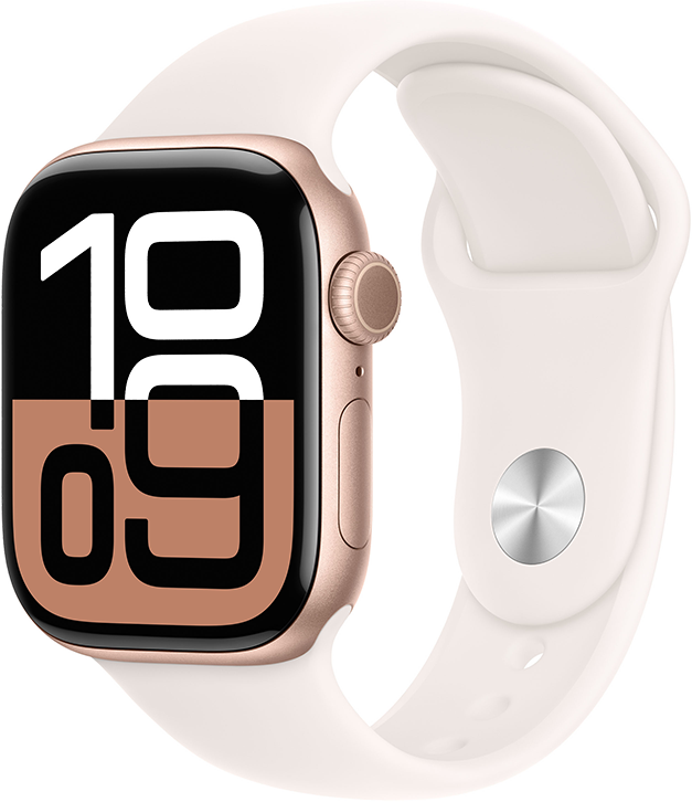 Apple Watch Series 10 GPS + Cellular 42mm Aluminiumboett i Roséguld • Sportband Rosé - M/L Apple Watch Series 10 GPS + Cellular 42mm Aluminiumboett i Roséguld • Sportband Rosé - M/L