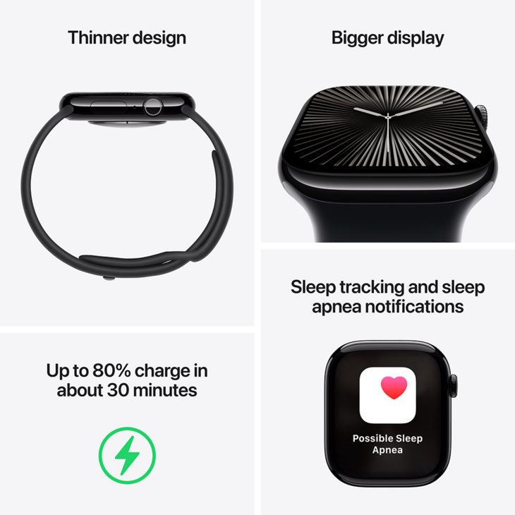Apple Watch Series 10 GPS + Cellular 42mm Titanboett Naturlig • Sportband Granitgrå - S/M Apple Watch Series 10 GPS + Cellular 42mm Titanboett Naturlig • Sportband Granitgrå - S/M