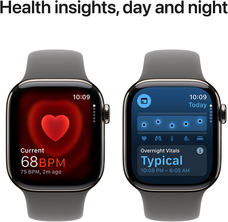 Apple Watch Series 10 GPS + Cellular 42mm Titanboett Naturlig • Sportband Granitgrå - S/M Apple Watch Series 10 GPS + Cellular 42mm Titanboett Naturlig • Sportband Granitgrå - S/M