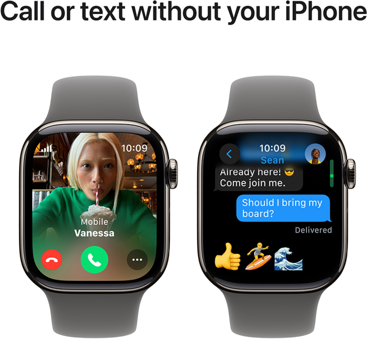 Apple Watch Series 10 GPS + Cellular 42mm Titanboett Naturlig • Sportband Granitgrå - S/M Apple Watch Series 10 GPS + Cellular 42mm Titanboett Naturlig • Sportband Granitgrå - S/M
