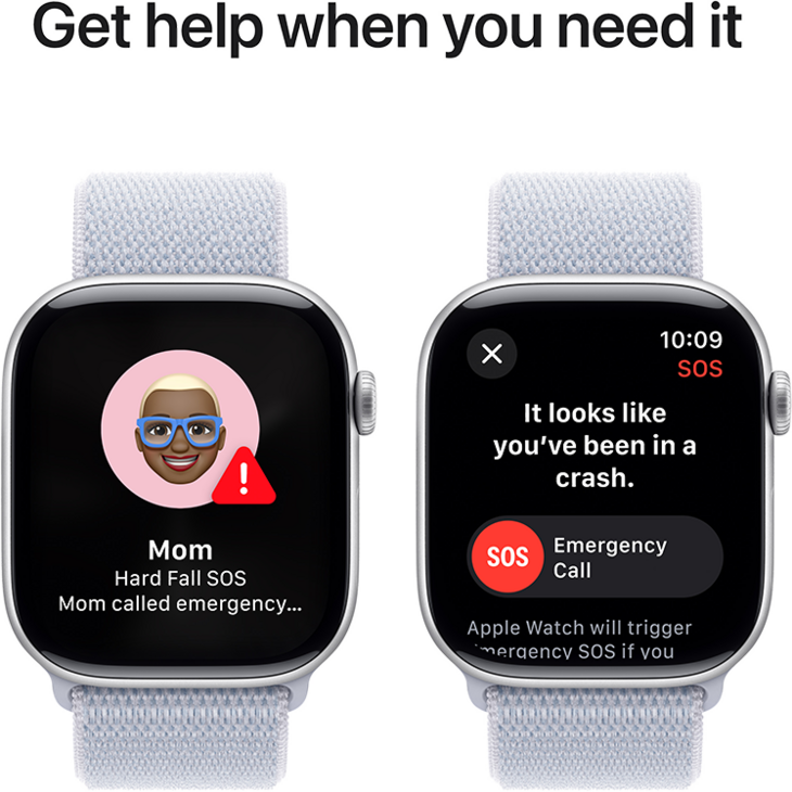 Apple Watch Series 10 GPS + Cellular 46mm Aluminiumboett i Silver • Sportloop Dimblå Apple Watch Series 10 GPS + Cellular 46mm Aluminiumboett i Silver • Sportloop Dimblå