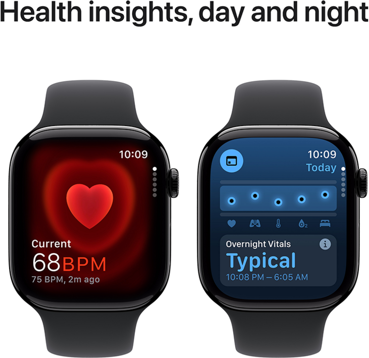 Apple Watch Series 10 GPS + Cellular 46mm Aluminiumboett i Gagatsvart • Sportband Svart - S/M Apple Watch Series 10 GPS + Cellular 46mm Aluminiumboett i Gagatsvart • Sportband Svart - S/M