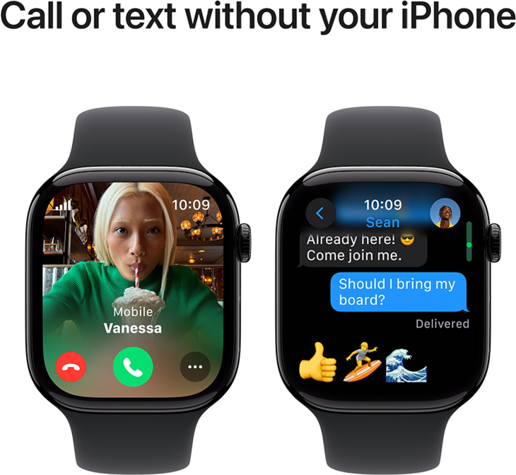 Apple Watch Series 10 GPS + Cellular 46mm Aluminiumboett i Gagatsvart • Sportband Svart - S/M Apple Watch Series 10 GPS + Cellular 46mm Aluminiumboett i Gagatsvart • Sportband Svart - S/M