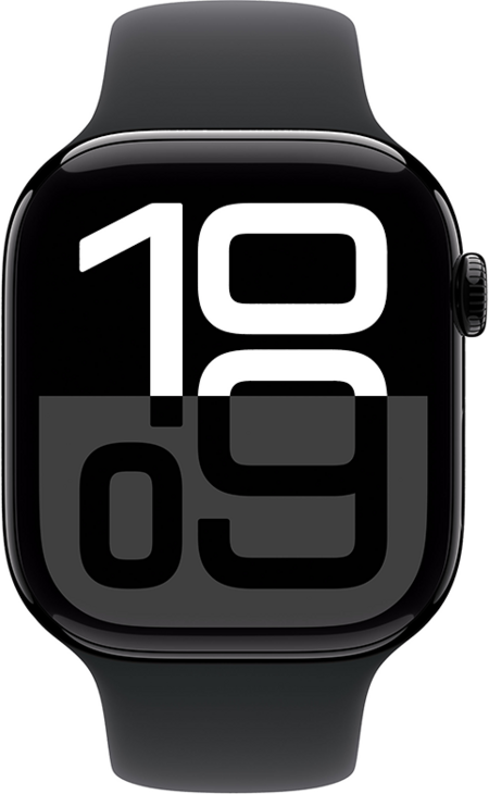 Apple Watch Series 10 GPS + Cellular 46mm Aluminiumboett i Gagatsvart • Sportband Svart - M/L Apple Watch Series 10 GPS + Cellular 46mm Aluminiumboett i Gagatsvart • Sportband Svart - M/L