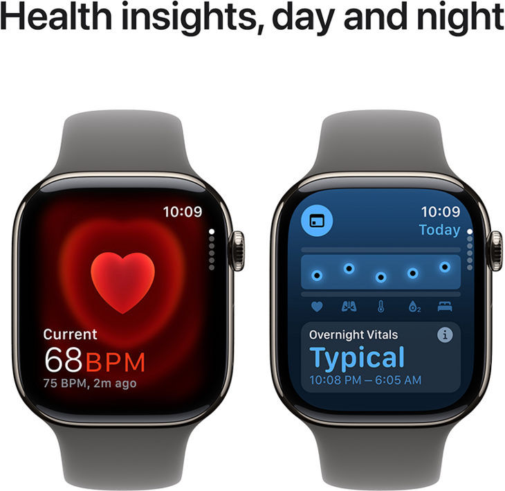 Apple Watch Series 10 GPS + Cellular 46mm Titanboett Naturlig • Sportband Granitgrå - M/L Apple Watch Series 10 GPS + Cellular 46mm Titanboett Naturlig • Sportband Granitgrå - M/L