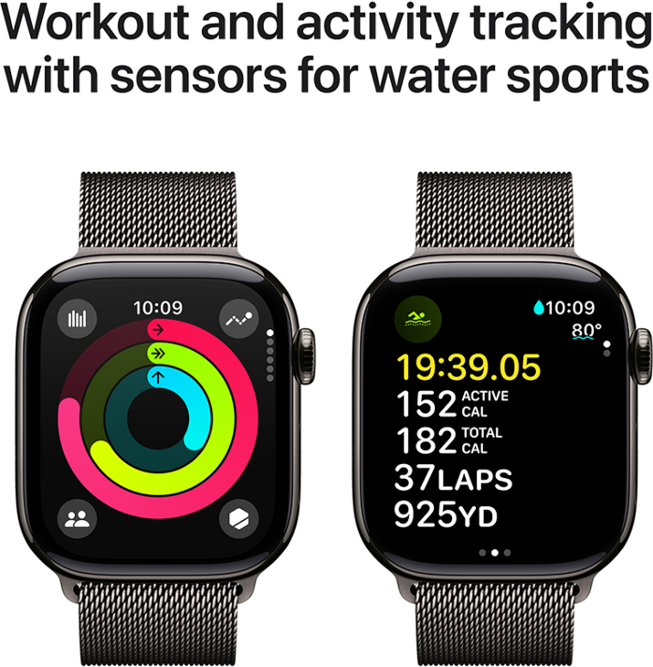 Apple Watch Series 10 GPS + Cellular 42mm Titanboett Skiffer • Milanesisk loop Skiffer Apple Watch Series 10 GPS + Cellular 42mm Titanboett Skiffer • Milanesisk loop Skiffer