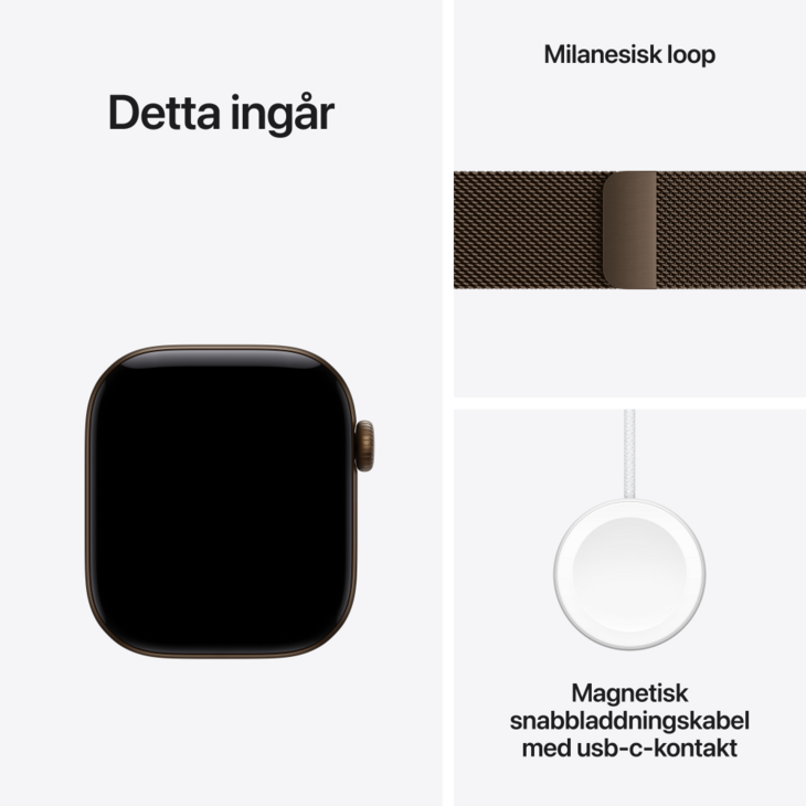 Apple Watch Series 12 GPS 42mm Aluminiumboett M&ouml;rk Brons  &bull; Milanesisk Loop M&ouml;rk Brons