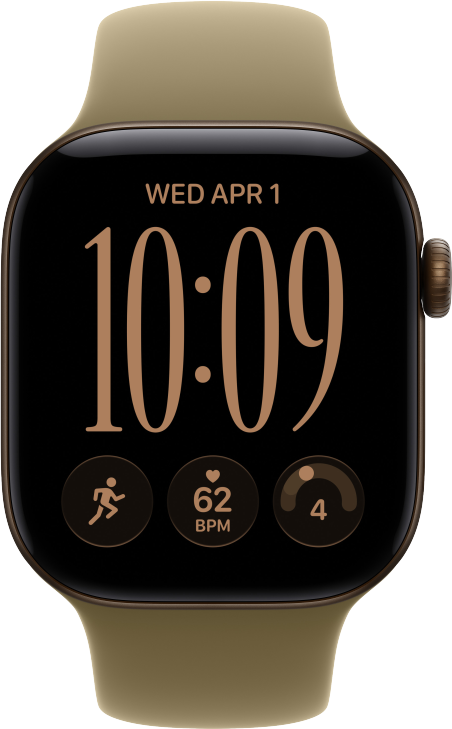 Apple Watch Series 12 GPS 42mm Aluminiumboett M&ouml;rk Brons  &bull; Sportband Oliv - S/M