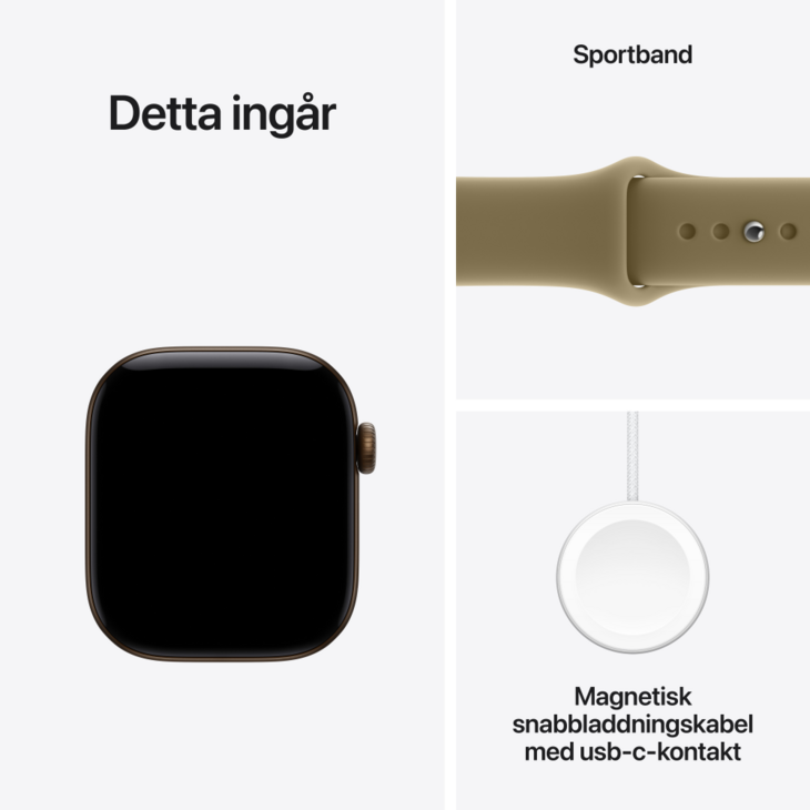 Apple Watch Series 12 GPS 42mm Aluminiumboett M&ouml;rk Brons  &bull; Sportband Oliv - S/M