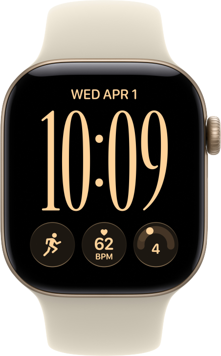 Apple Watch Series 12 GPS 42mm Aluminiumboett Ljust Guld  &bull; Sportband Sand - S/M