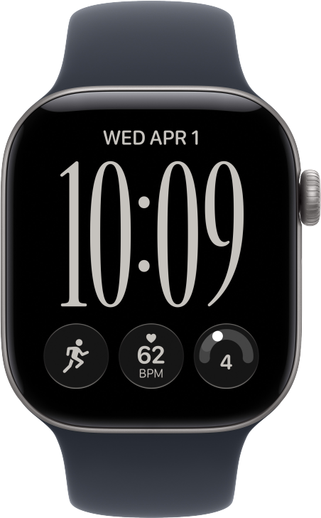 Apple Watch Series 12 GPS 42mm Aluminiumboett Rymdgr&aring; &bull; Sportband Marinbl&aring; - S/M