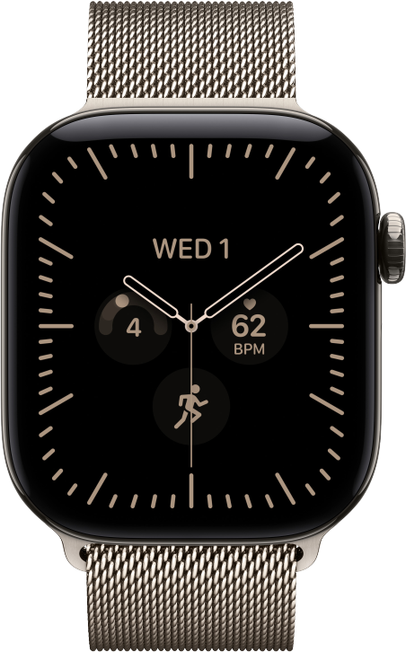 Apple Watch Series 12 GPS + Cellular 42mm Titaniumboett Naturlig  &bull; Milanesisk Loop Naturlig