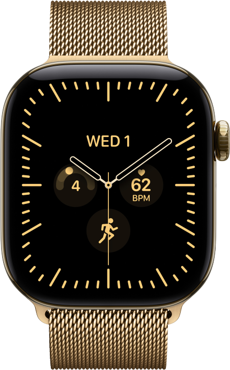 Apple Watch Series 12 GPS + Cellular 42mm Titaniumboett Skinande Guld  &bull; Milanesisk Loop Skinande Guld