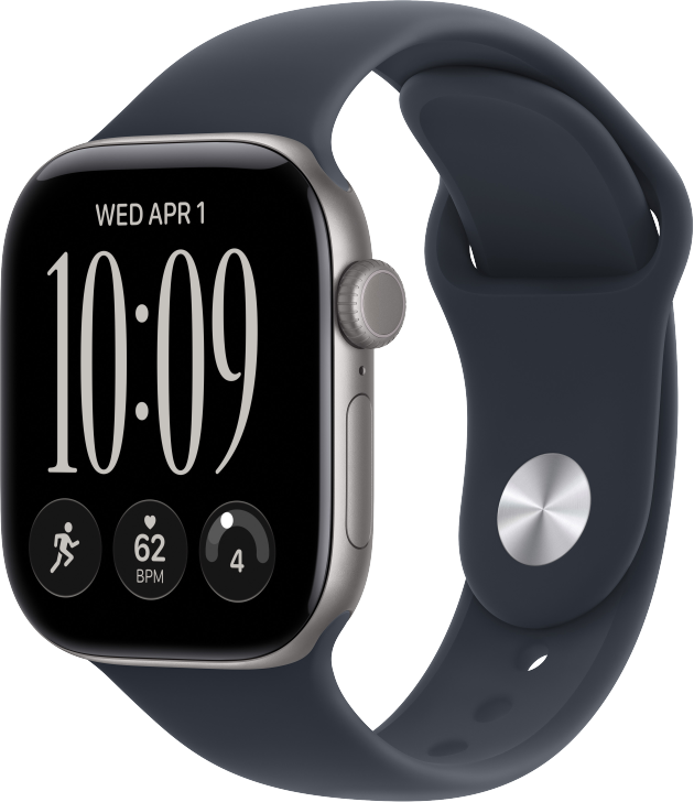 Apple Watch Series 12 GPS + Cellular 42mm Aluminiumboett Rymdgr&aring; &bull; Sportband Marinbl&aring; - S/M