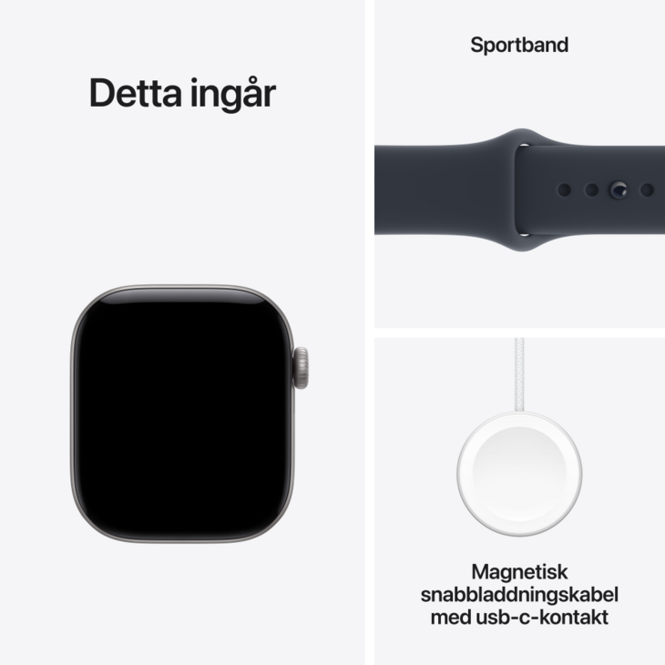 Apple Watch Series 12 GPS + Cellular 42mm Aluminiumboett Rymdgr&aring; &bull; Sportband Marinbl&aring; - S/M