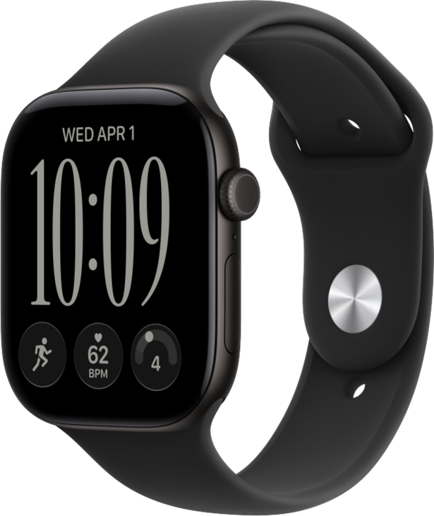 Apple Watch Series 12 GPS 46mm Aluminiumboett Svart &bull; Sportband Svart - S/M