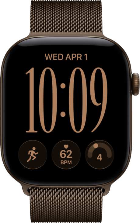 Apple Watch Series 12 GPS 46mm Aluminiumboett M&ouml;rk Brons  &bull; Milanesisk Loop M&ouml;rk Brons - S/M