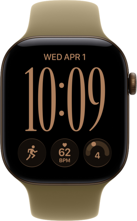 Apple Watch Series 12 GPS 46mm Aluminiumboett M&ouml;rk Brons  &bull; Sportband Oliv - S/M