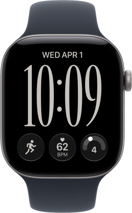 Apple Watch Series 12 GPS 46mm Aluminiumboett Rymdgr&aring; &bull; Sportband Marinbl&aring; - S/M