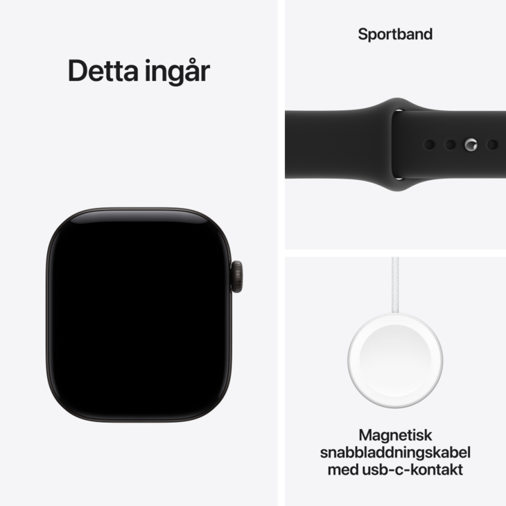 Apple Watch Series 12 GPS + Cellular 46mm Aluminiumboett Svart &bull; Sportband Svart - S/M