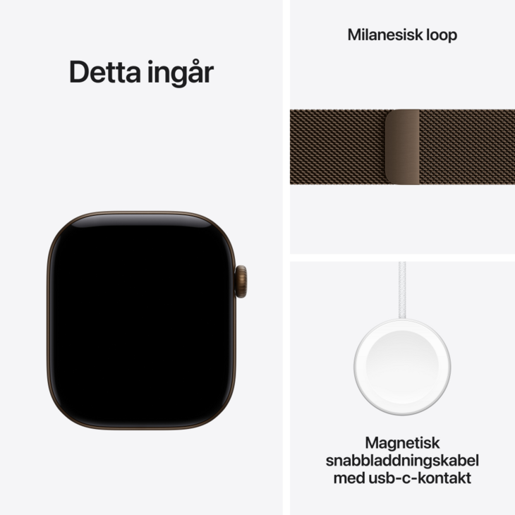 Apple Watch Series 12 GPS + Cellular 46mm Aluminiumboett M&ouml;rk Brons  &bull; Milanesisk Loop M&ouml;rk Brons - S/M