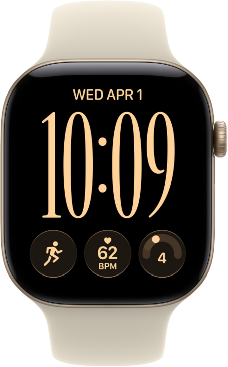 Apple Watch Series 12 GPS + Cellular 46mm Aluminiumboett Ljust Guld  &bull; Sportband Sand - S/M