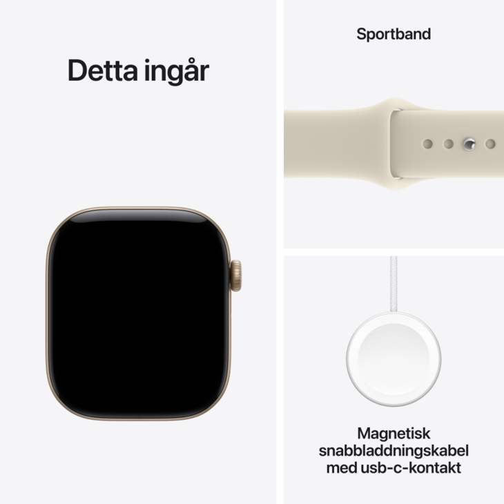 Apple Watch Series 12 GPS + Cellular 46mm Aluminiumboett Ljust Guld  &bull; Sportband Sand - S/M