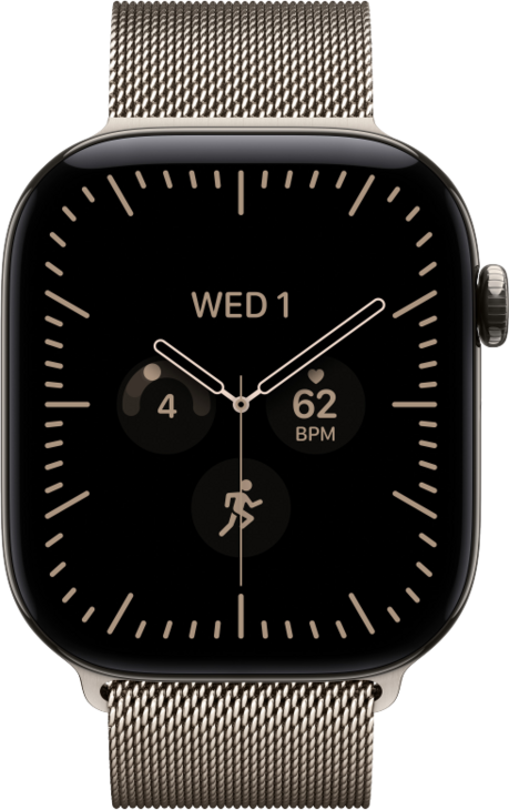 Apple Watch Series 12 GPS + Cellular 46mm Titaniumboett Naturlig  &bull; Milanesisk Loop Naturlig - S/M
