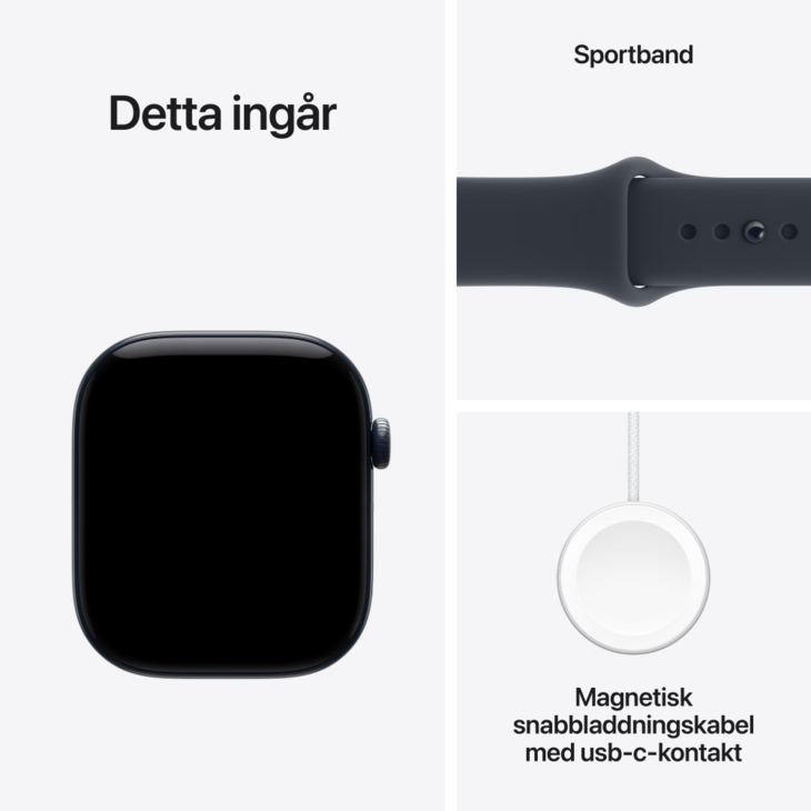 Apple Watch Series 12 GPS + Cellular 46mm Keramikboett Nattbl&aring;  &bull; Sportband Marinbl&aring; - S/M