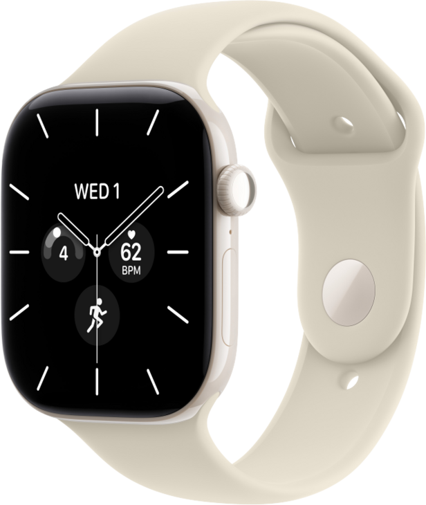 Apple Watch Series 12 GPS + Cellular 46mm Keramikboett P&auml;rlvit  &bull; Sportband Sand - S/M